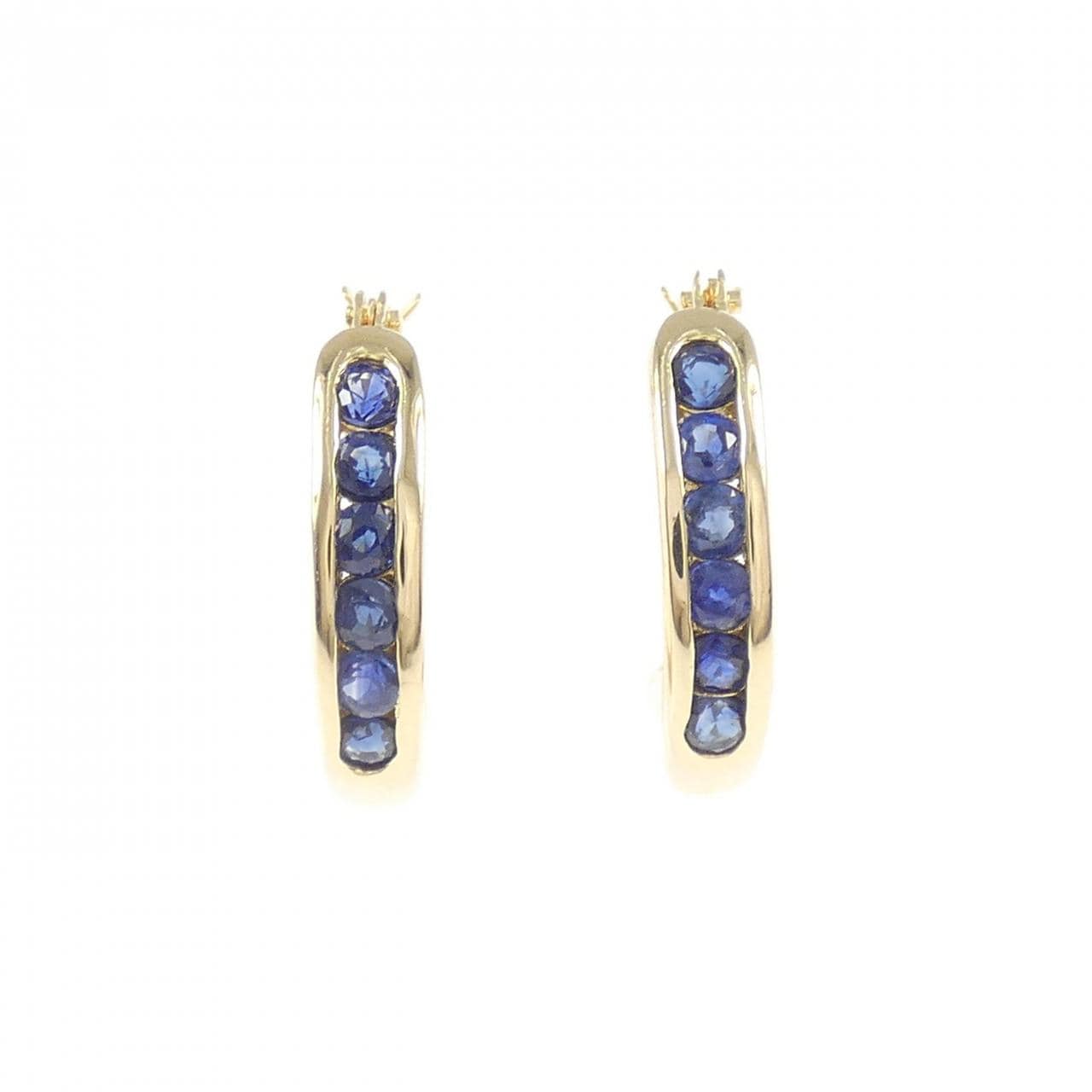 K18YG サファイヤ フープ ピアス 0.72CT