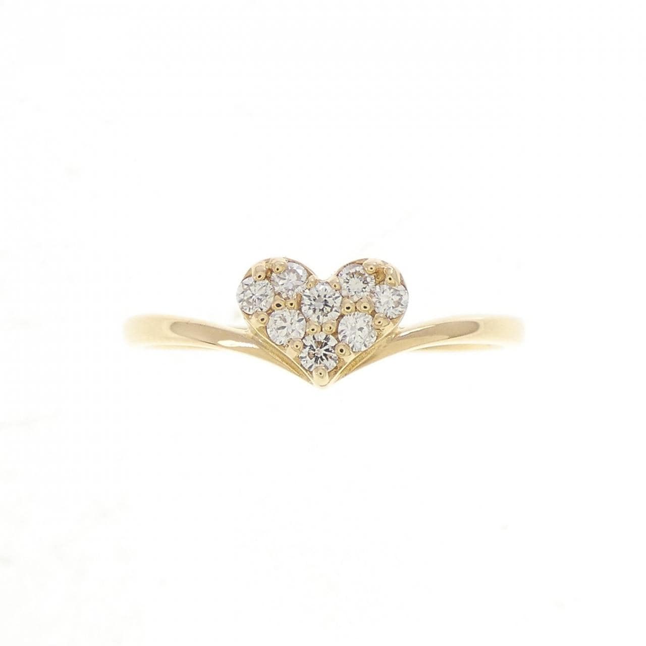 K18YG ハート ダイヤモンド リング 0.13CT