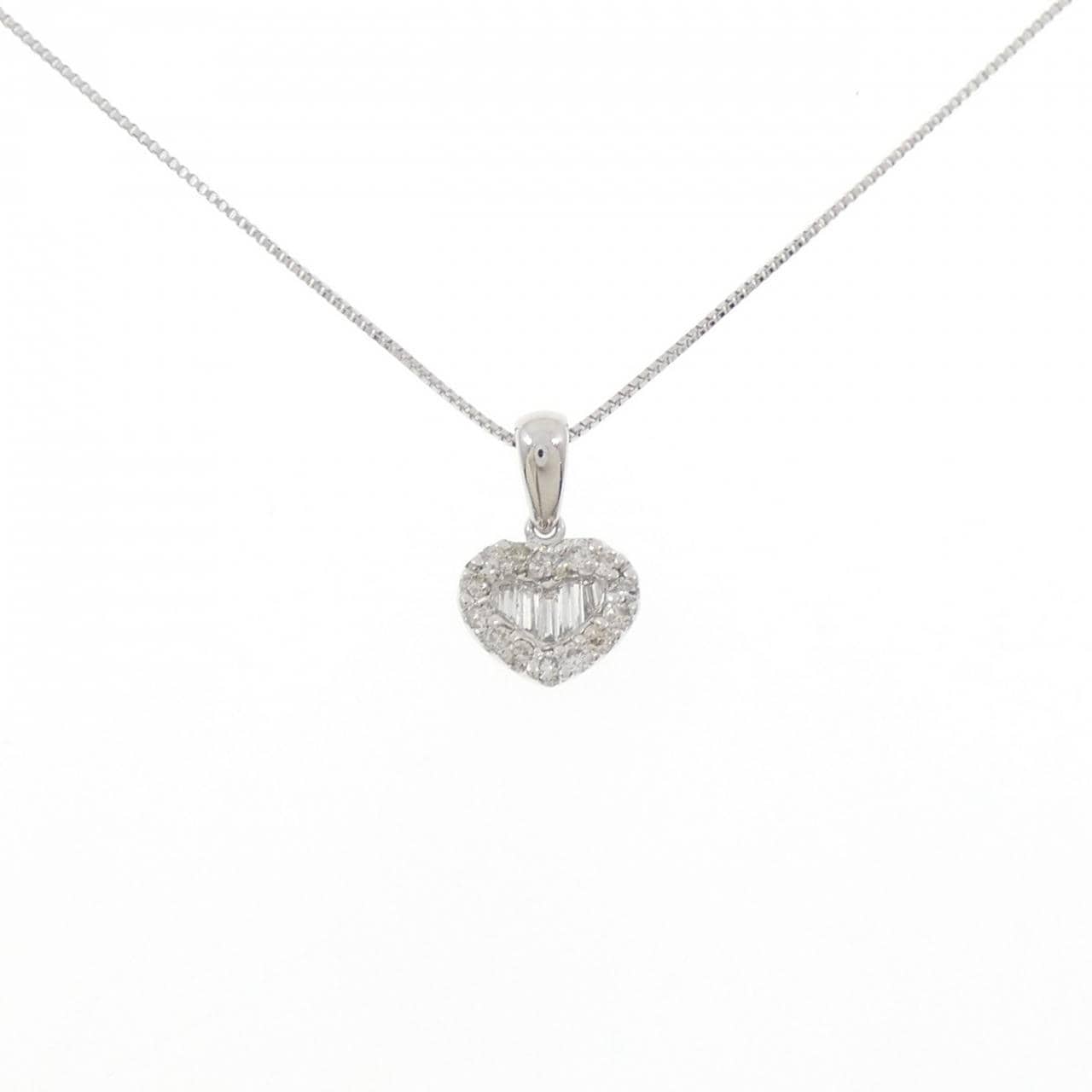 K18WG ハート ダイヤモンド ネックレス 0.13CT