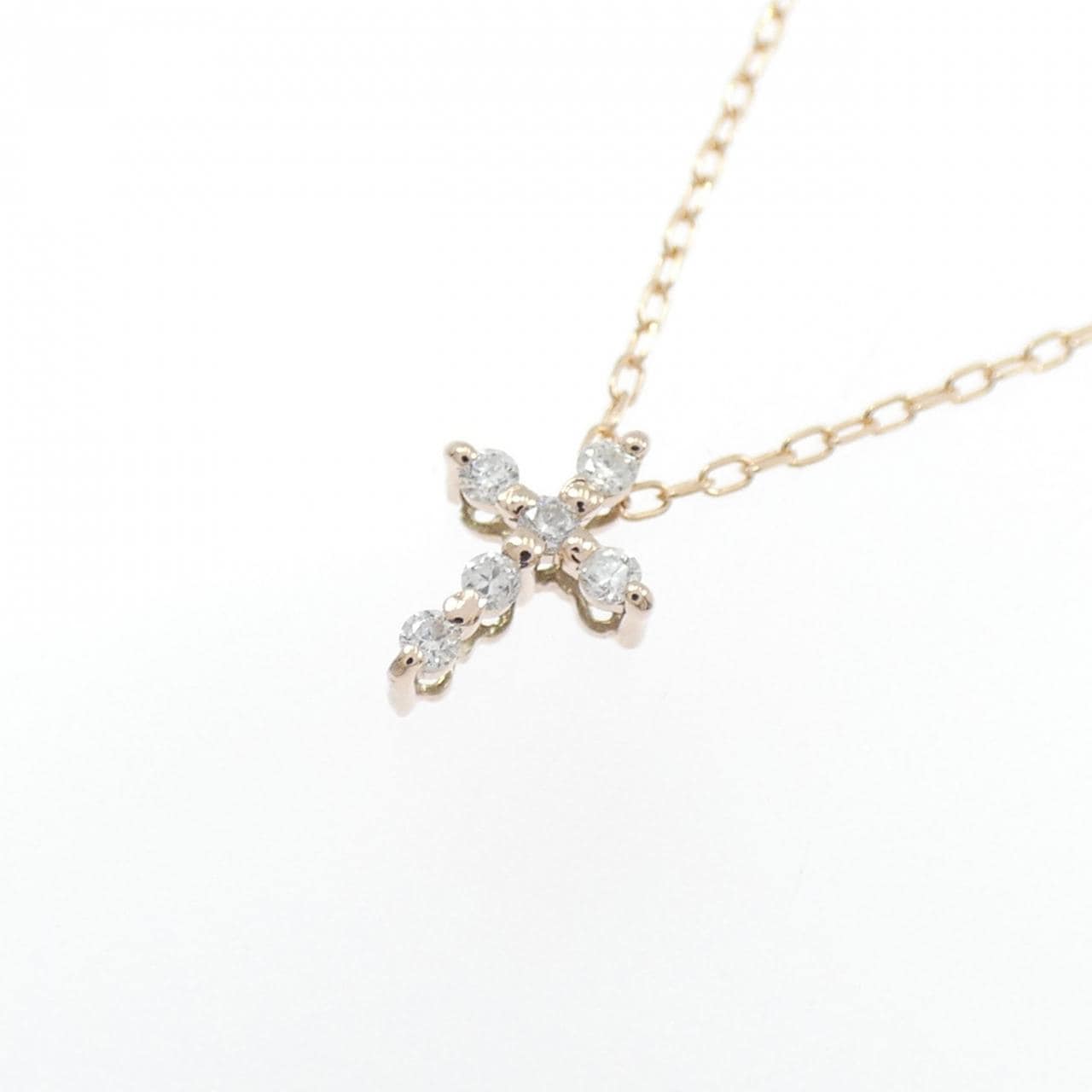K10PG クロス ダイヤモンド ネックレス 0.05CT