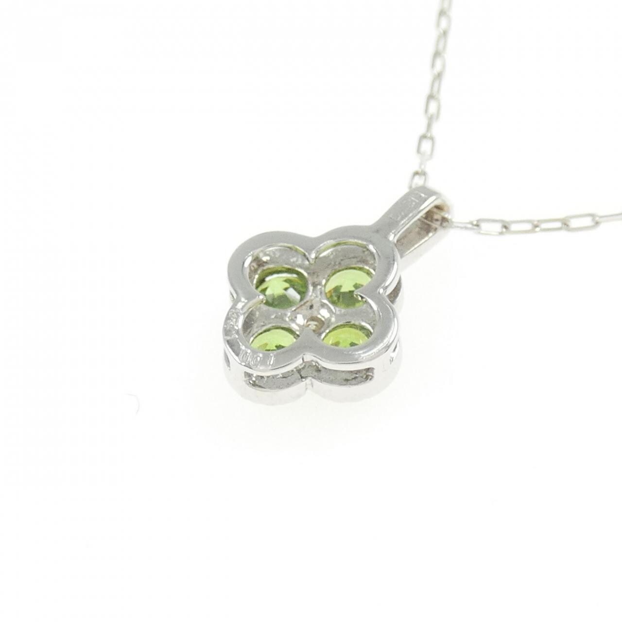 K18WG フラワー デマントイドガーネット ネックレス 0.41CT