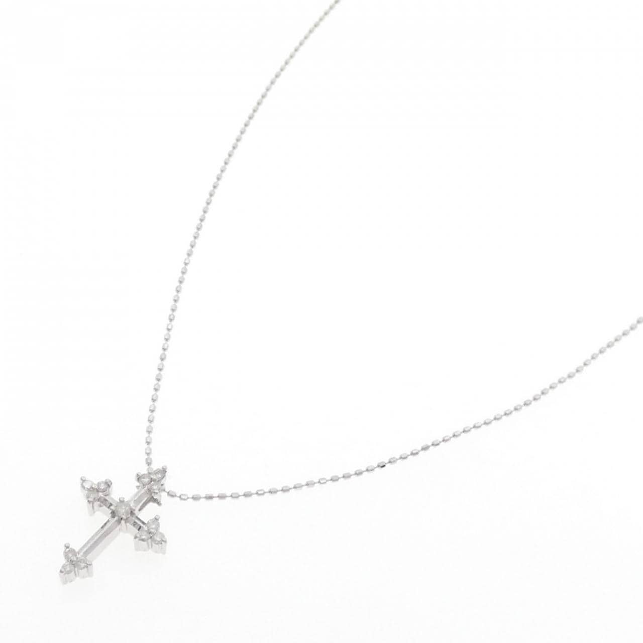 K18WG クロス ダイヤモンド ネックレス 0.14CT