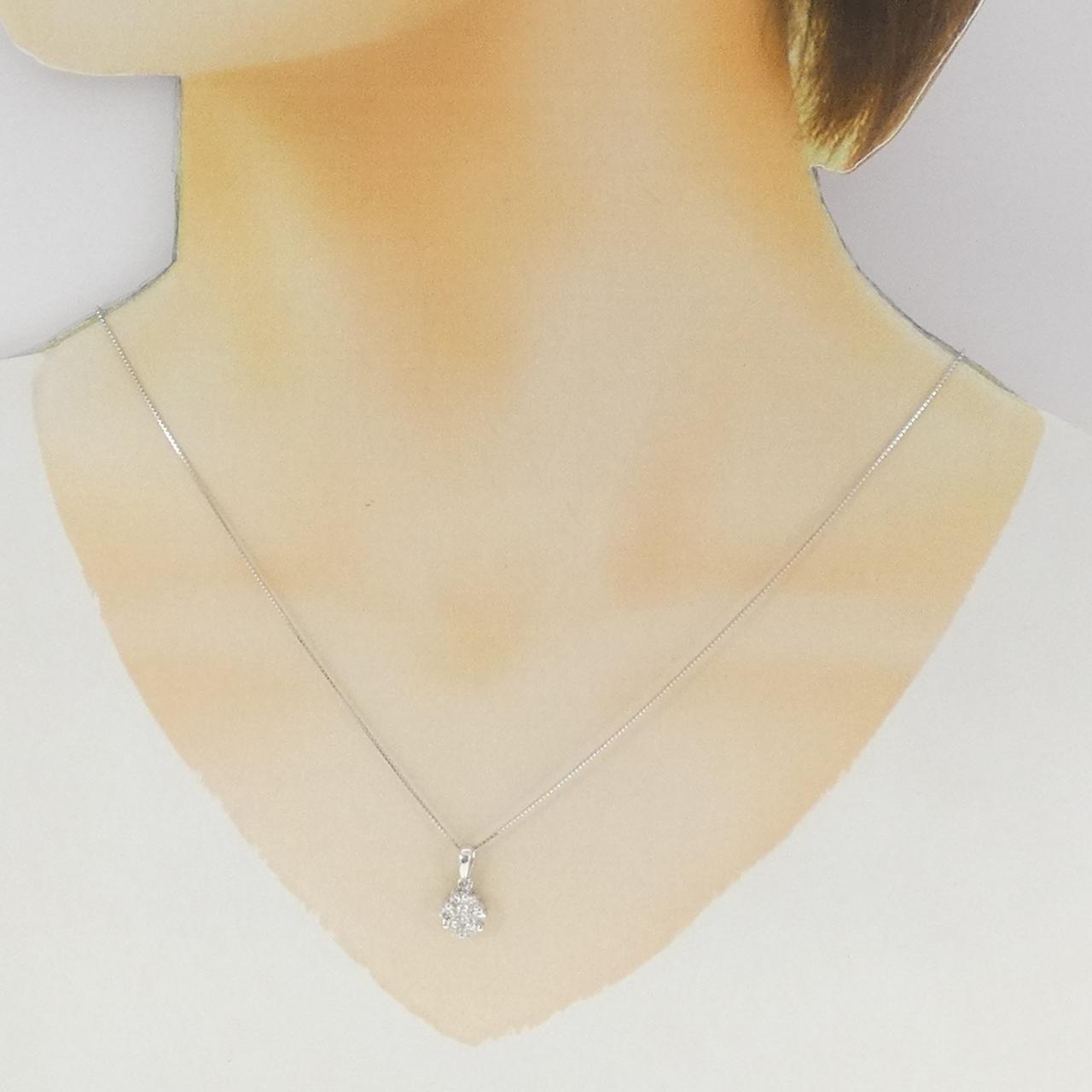 K18WG フラワー ダイヤモンド ネックレス 0.50CT