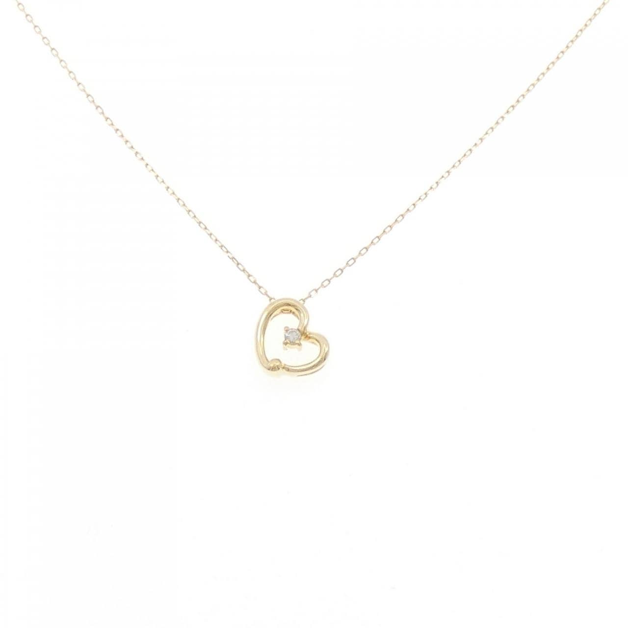 K18YG ハート ダイヤモンド ネックレス 0.02CT