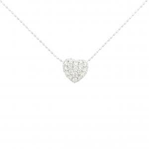 K18WG ハート パヴェ ダイヤモンド ネックレス 0.30CT