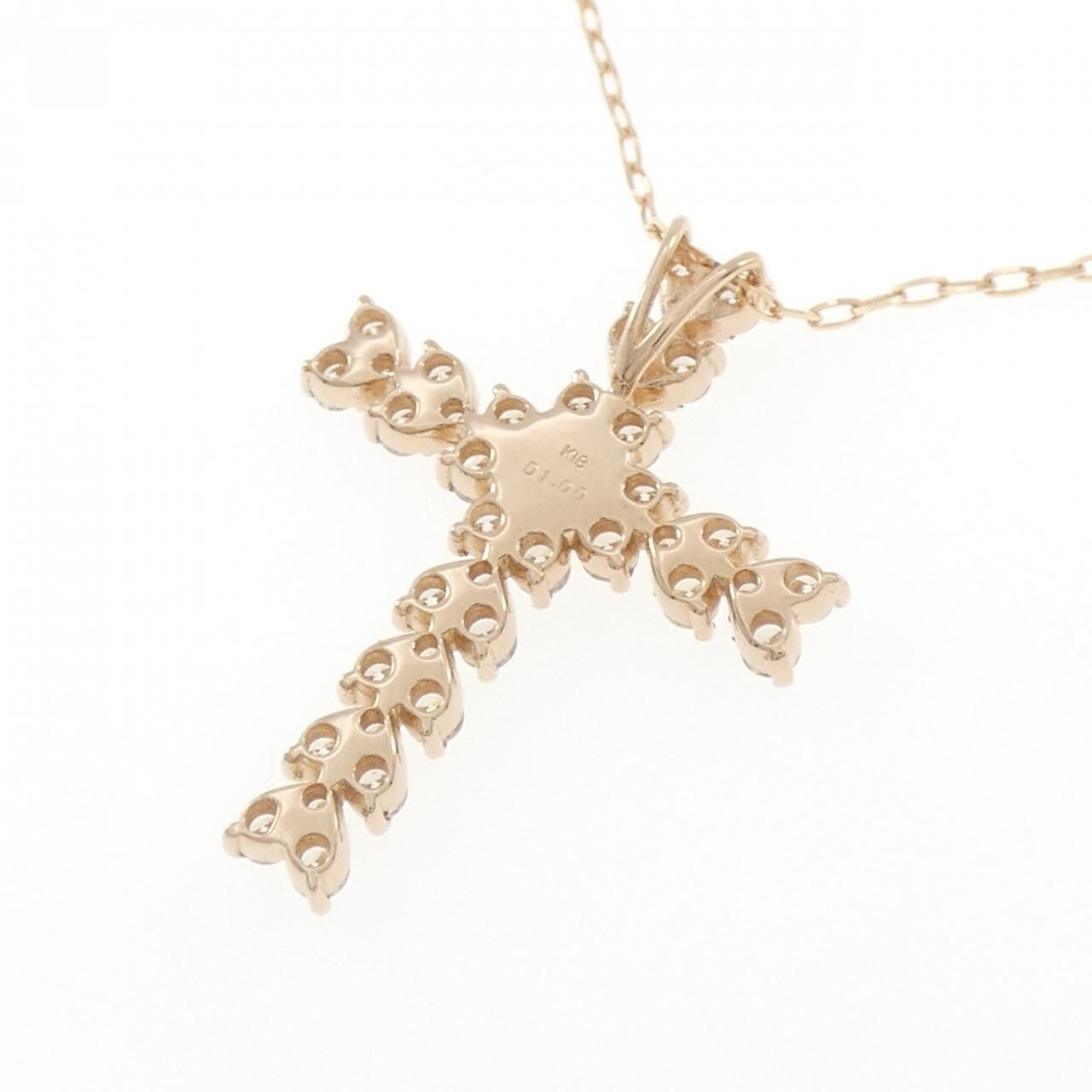 K18PG クロス×ハート ダイヤモンド ネックレス 1.00CT