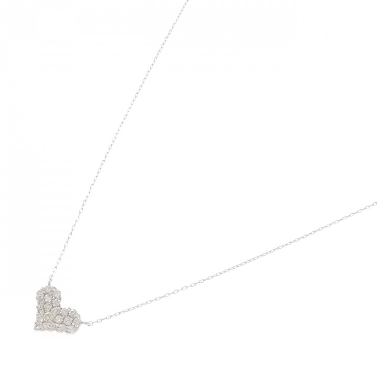 K18WG パヴェ ハート ダイヤモンド ネックレス 0.20CT