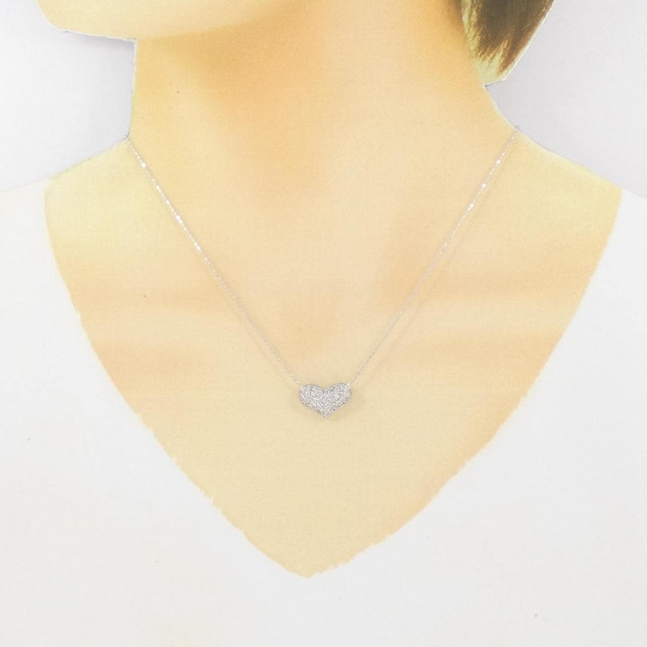 K18WG Pave Heart Diamond Necklace 0.25CT