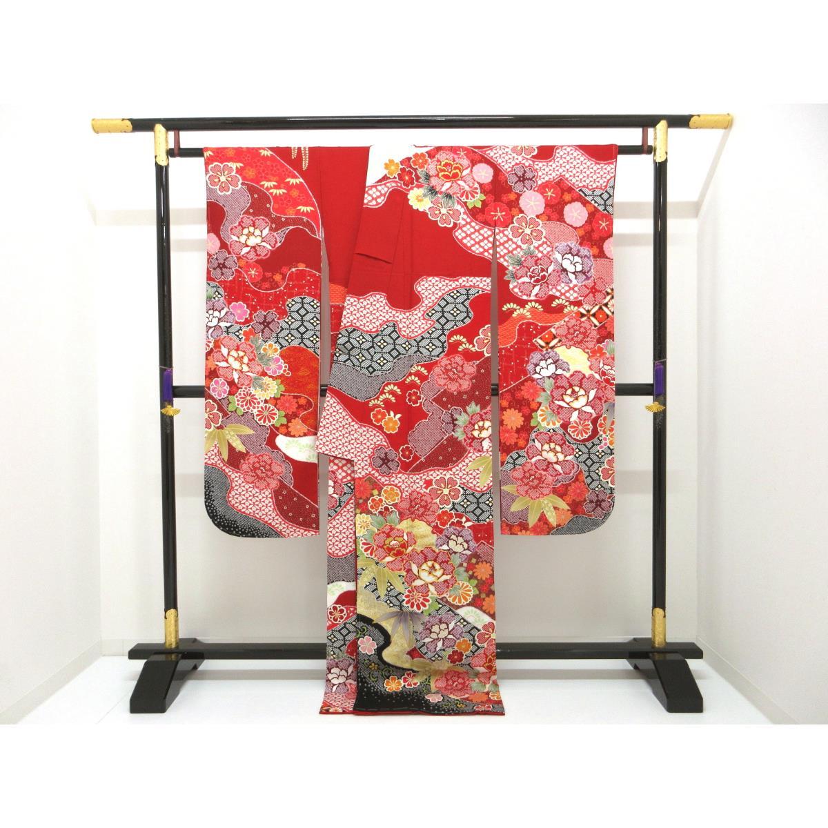 【未使用品】振袖　友禅金彩加工　刺繍入り　身幅Ｌ寸