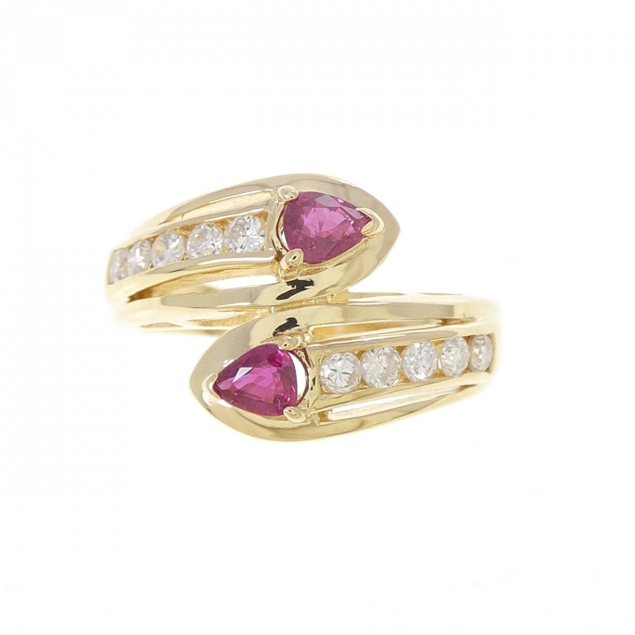 K18YG ルビー リング 0.41CT