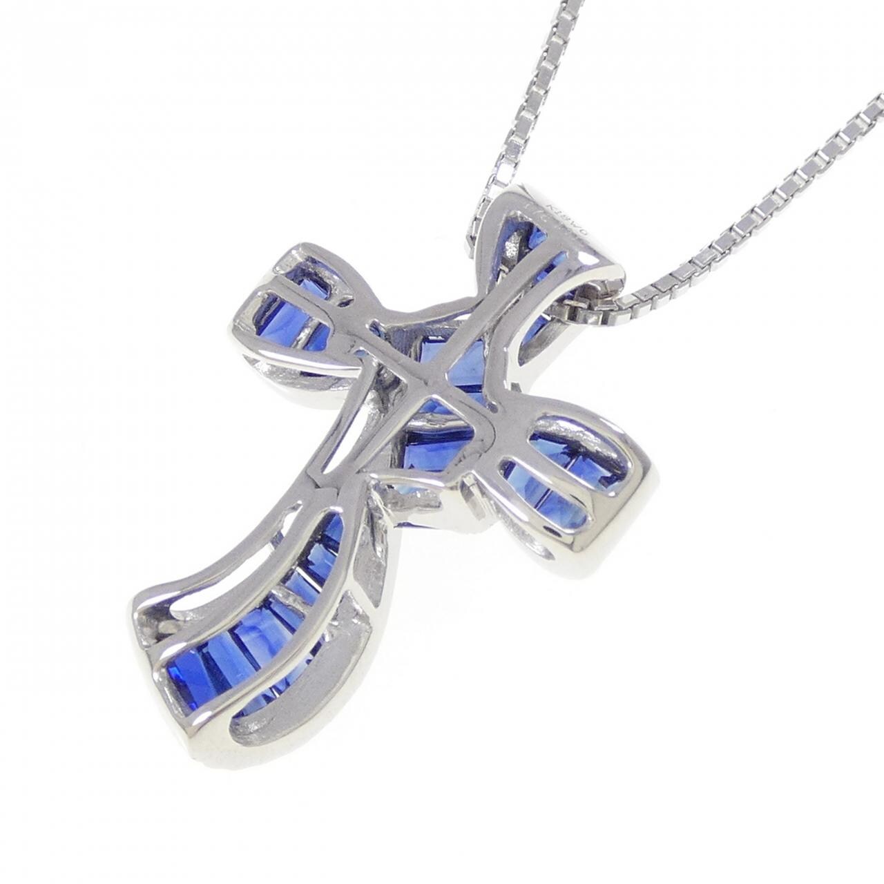 K18WG交叉蓝宝石项链1.72CT