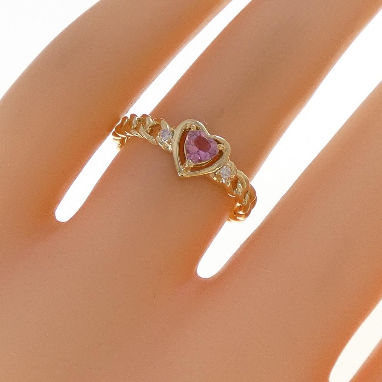 K18YG ハート トルマリン リング