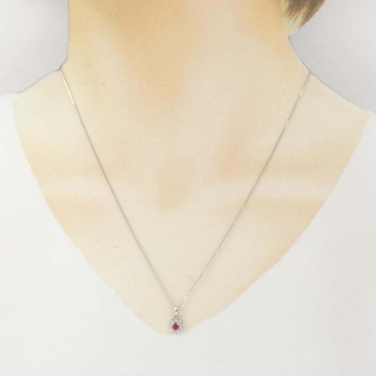 PT900/PT850 ルビー ネックレス 0.21CT