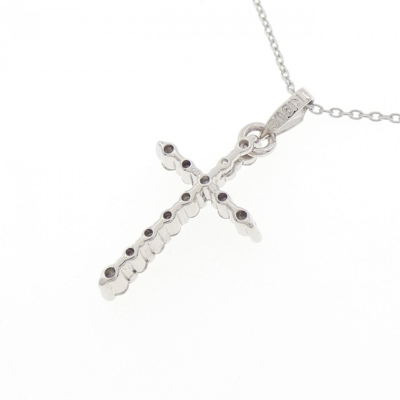 K18WG クロス ダイヤモンド ネックレス 0.20CT