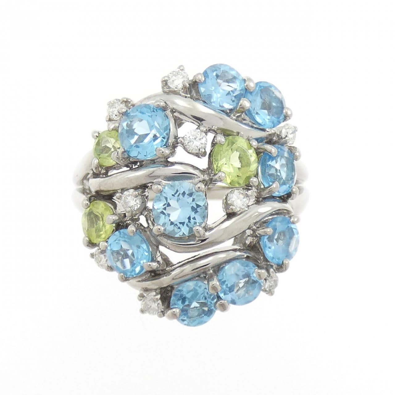 K18WG カラーストーン リング