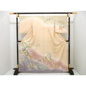 訪問着　友禅金彩加工　刺繍入りボカシ染