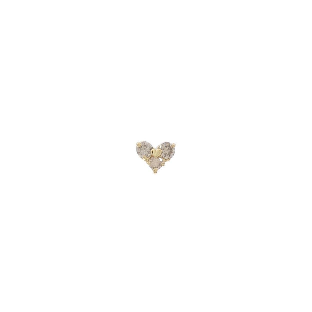 K18YG ハート ダイヤモンド ピアス 0.09CT 片耳
