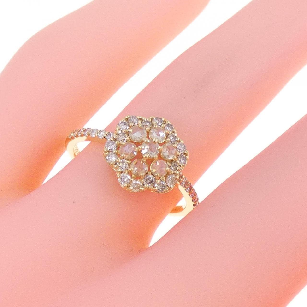 [新品] K18YG花朵鑽石戒指0.60CT