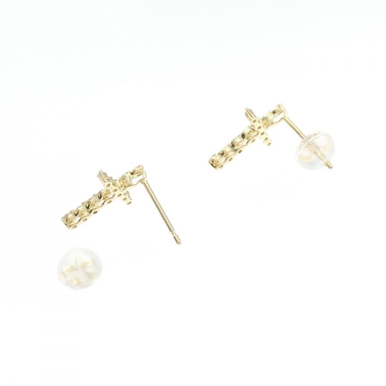【リメイク】K18YG クロス ダイヤモンド ピアス 0.20CT