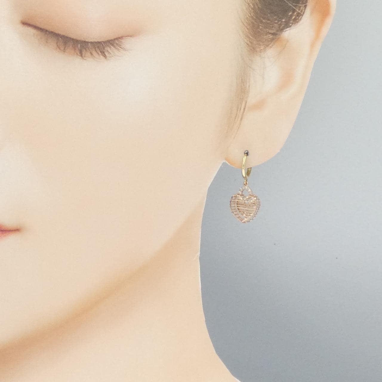 14KPG/14KYG ハート キュービック ピアス