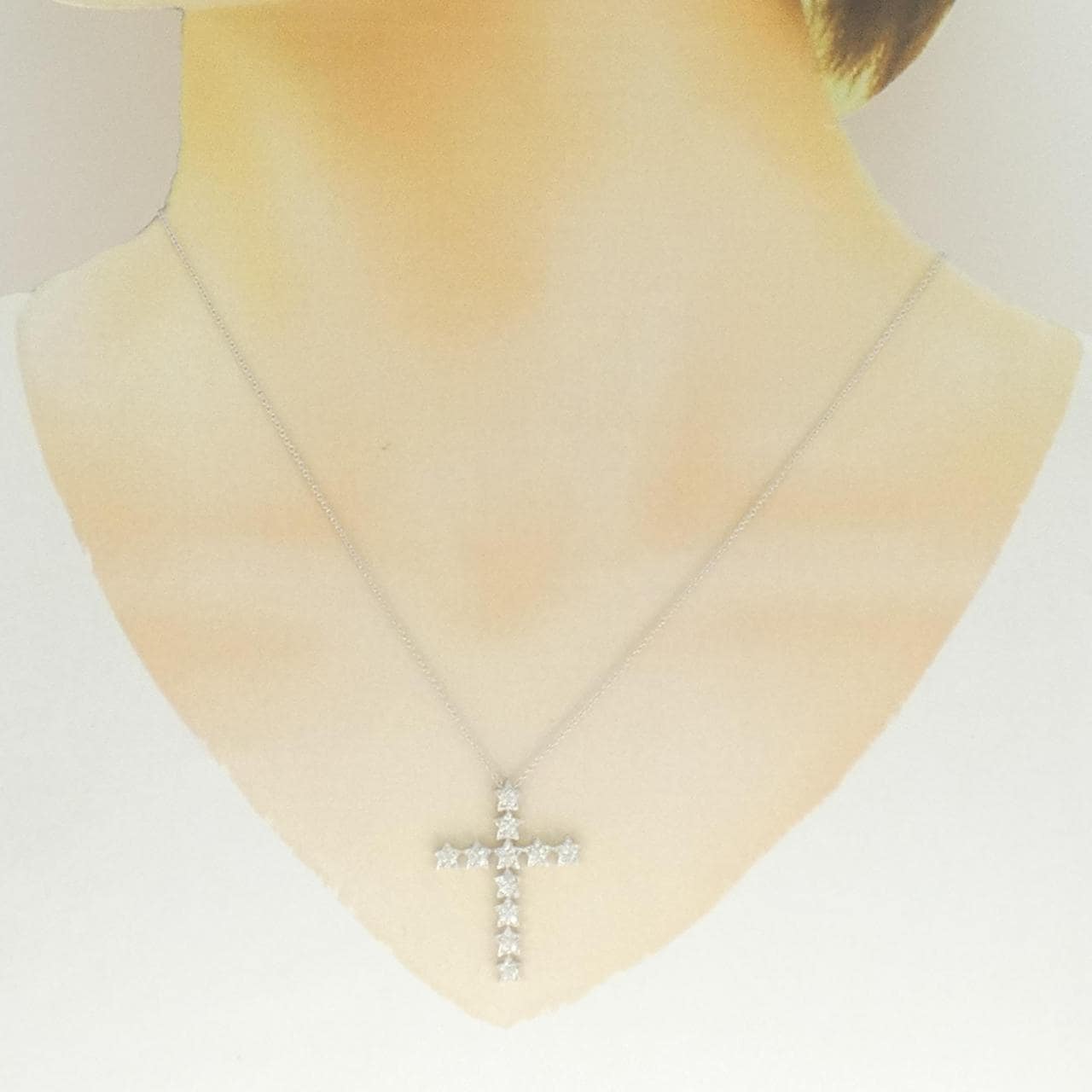 K18WG クロス×スター ダイヤモンド ネックレス 0.44CT