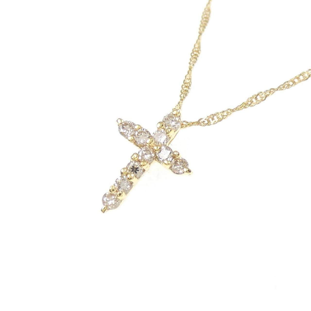 K18YG cross Diamond necklace 0.15CT