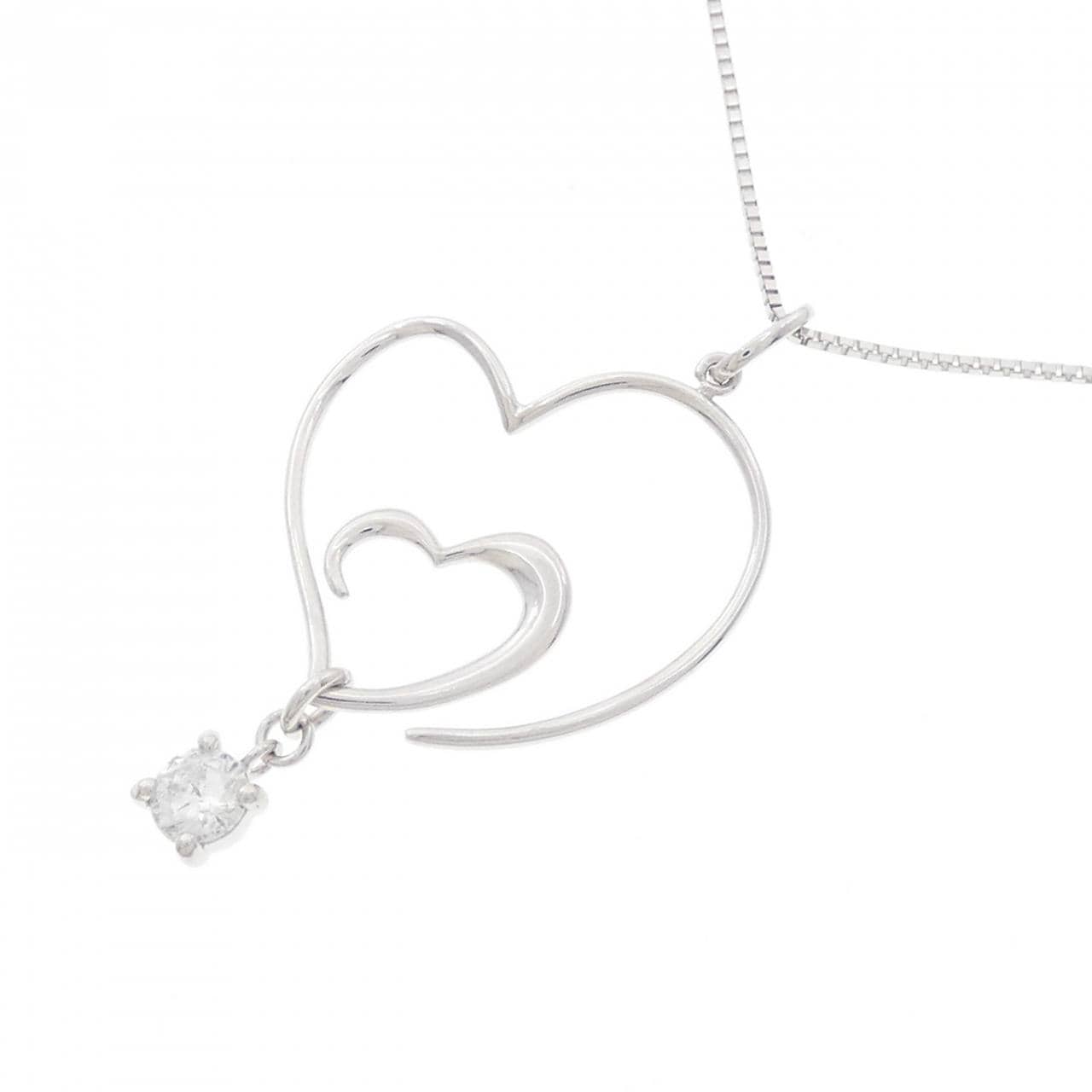 K18WG heart Diamond necklace 0.18CT