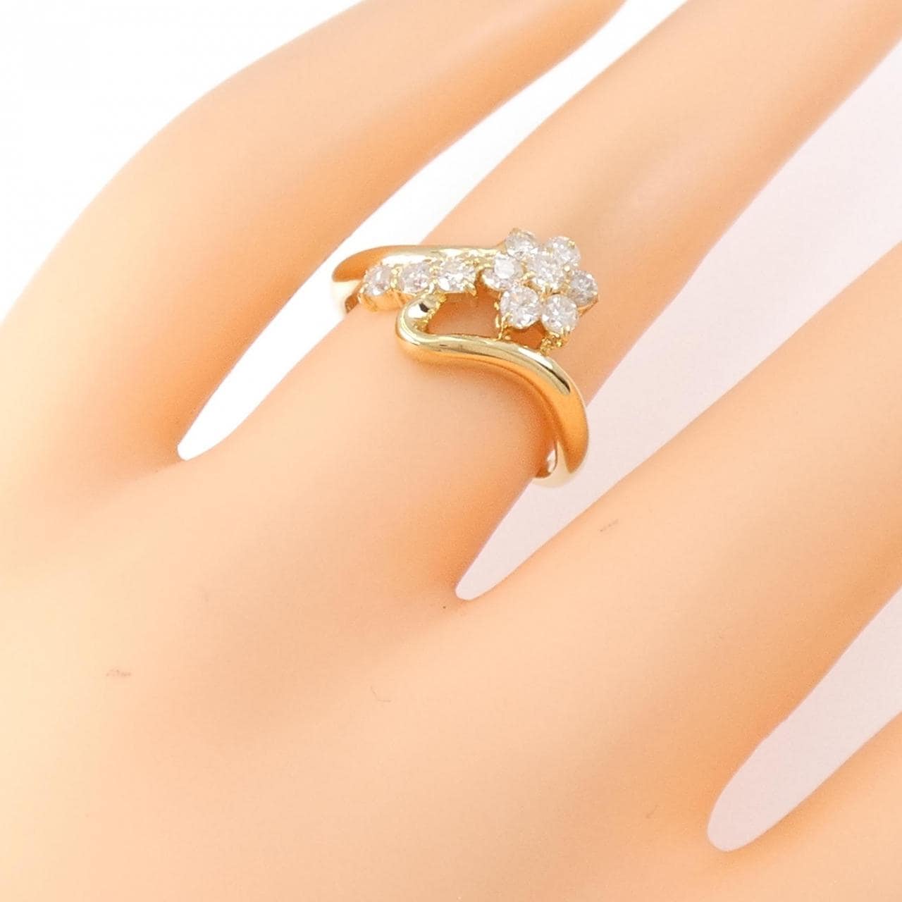 K18YG花朵钻石戒指0.50CT
