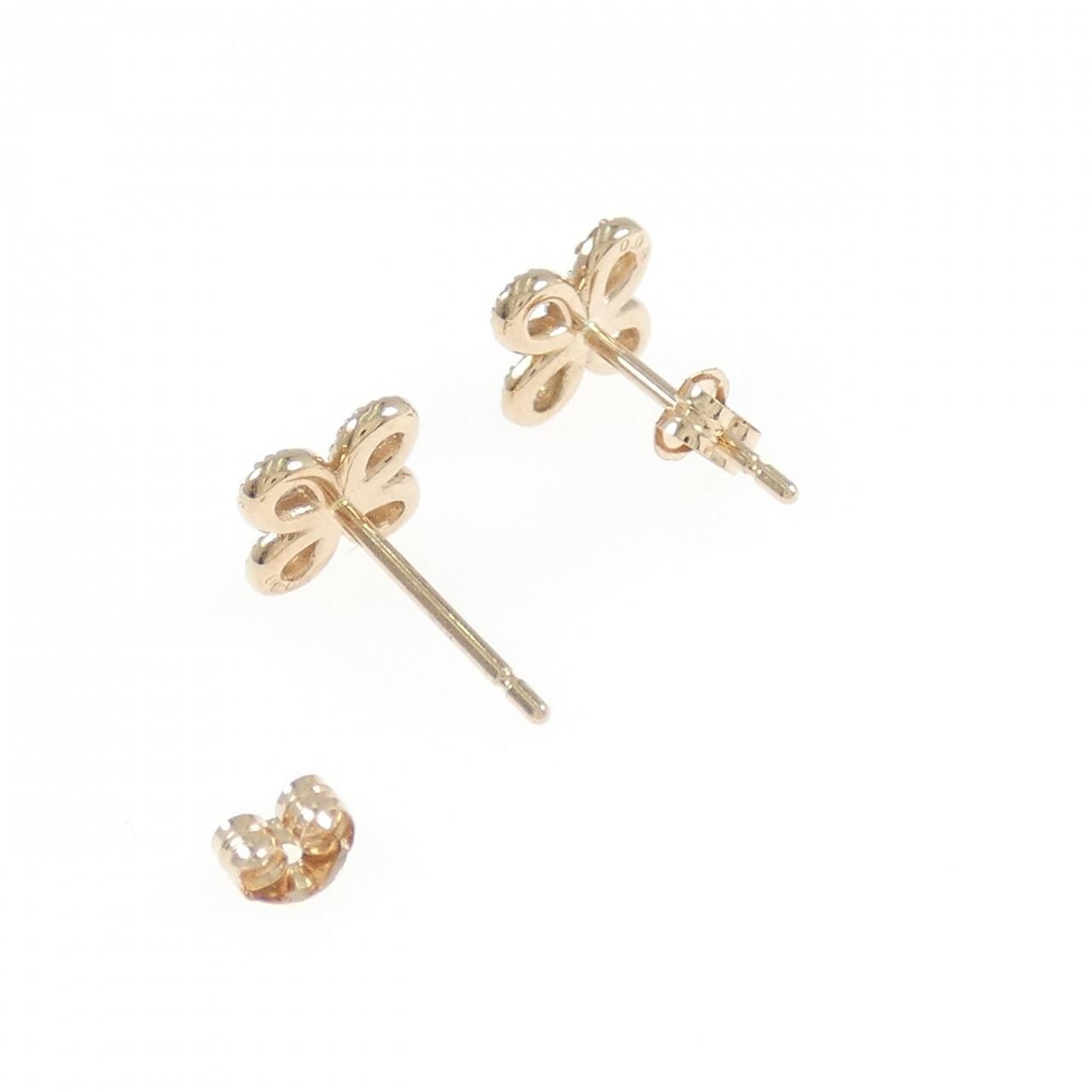 K18PG フラワー ダイヤモンド ピアス 0.16CT