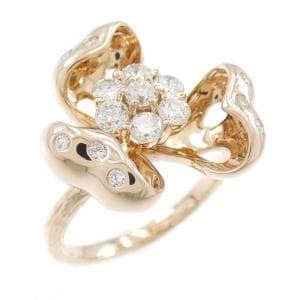 K18PG フラワー ダイヤモンド リング 0.58CT