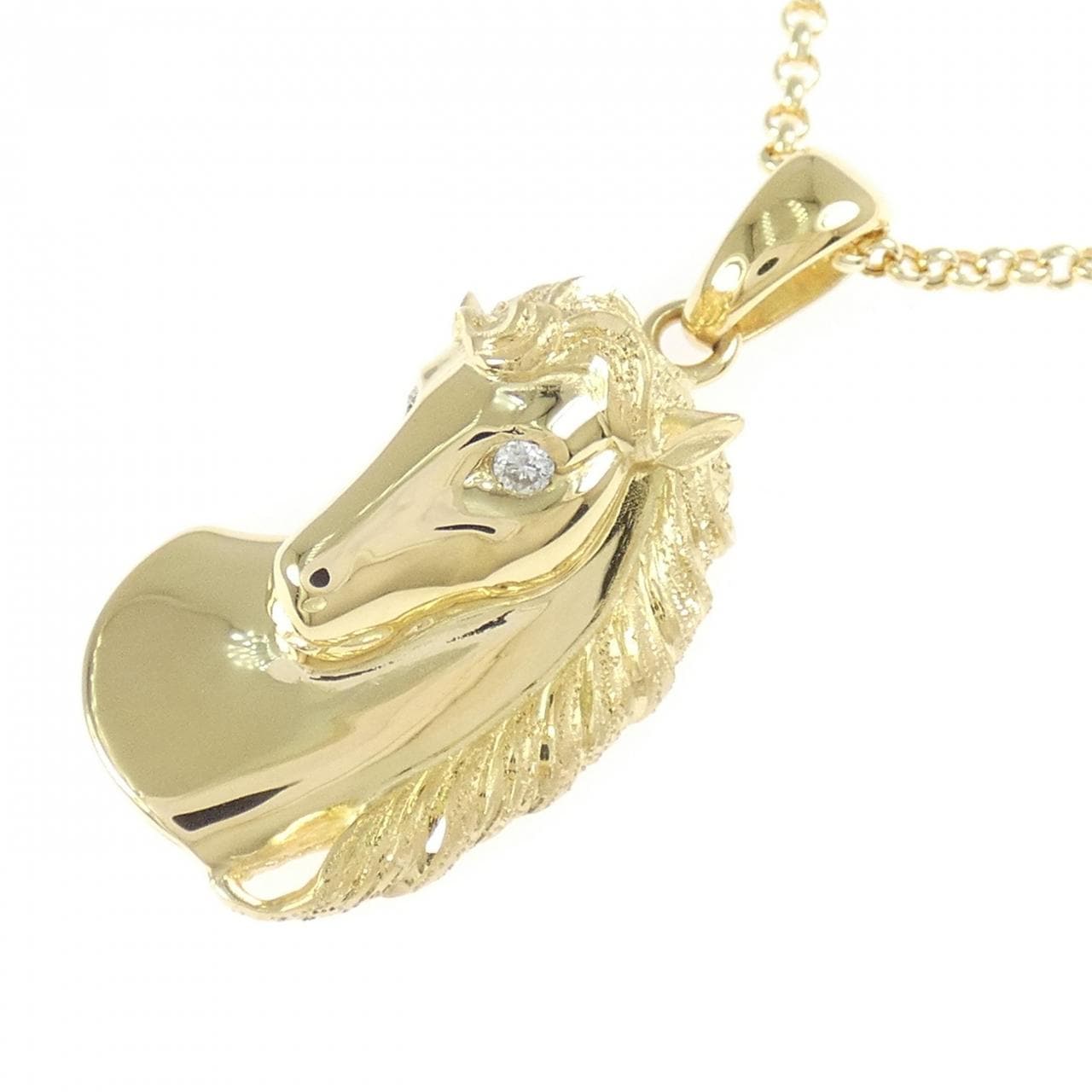 K18YG ホース ダイヤモンド ネックレス 0.08CT