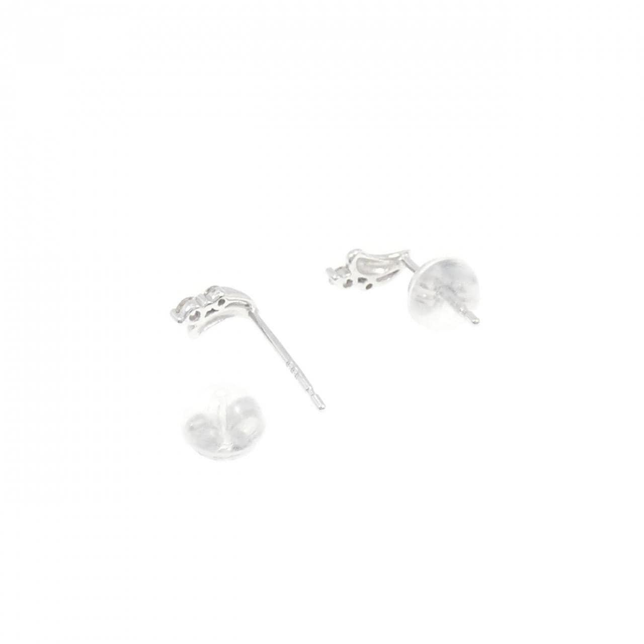 K14WG ムーン ダイヤモンド ピアス 0.06CT