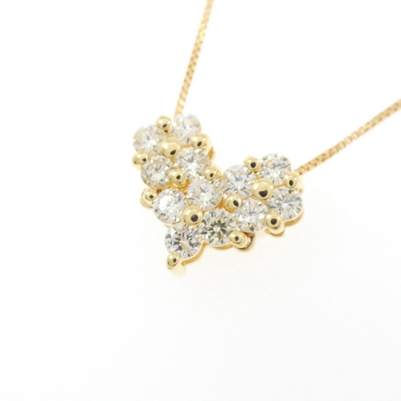 K18YG 2WAY フラワー×ハート ダイヤモンド ネックレス 0.50CT