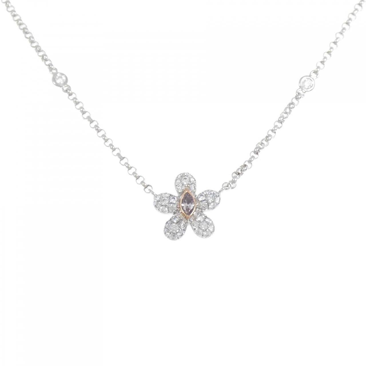 K18WG/K18PG Flower Pink diamond necklace 0.107CT