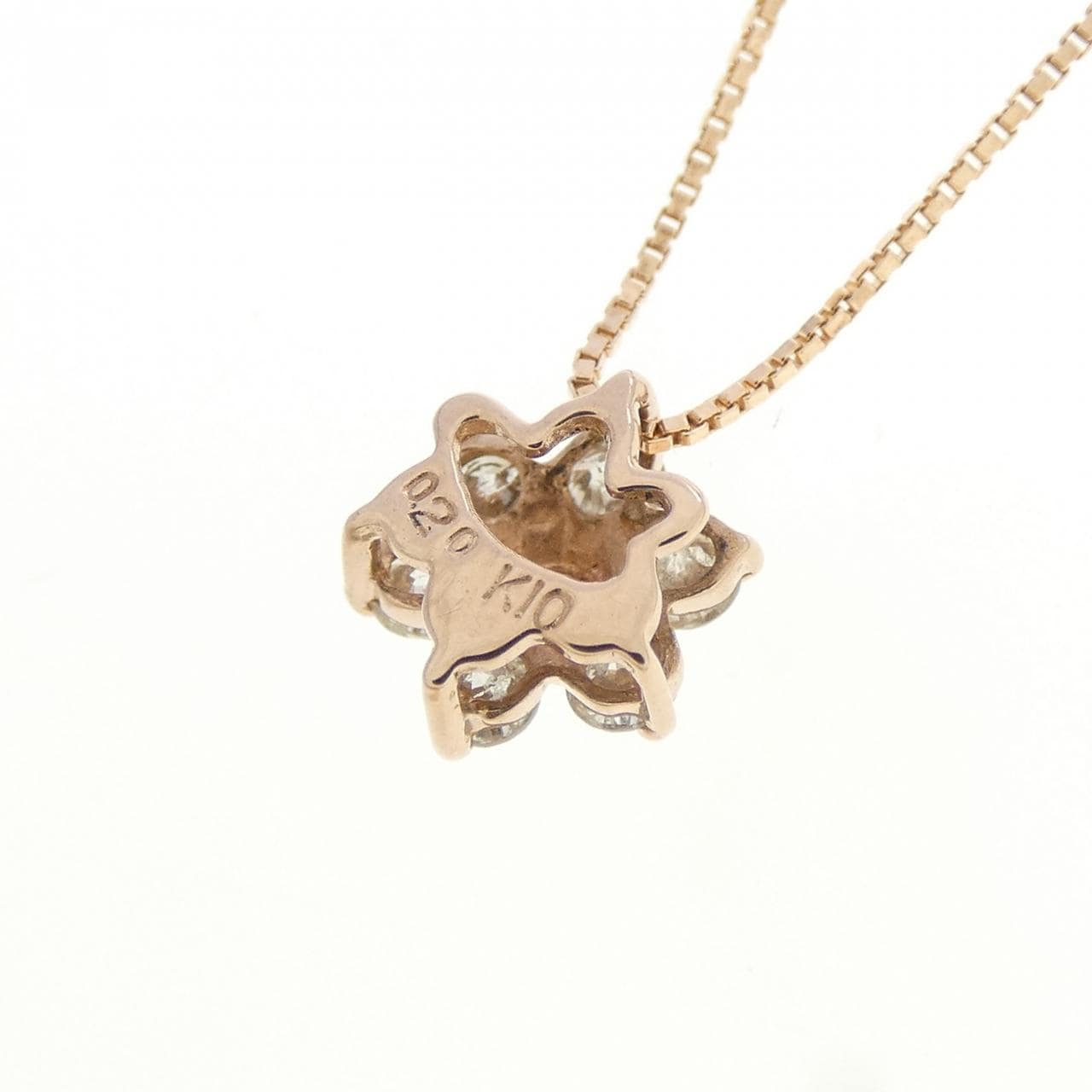 K10PG フラワー ダイヤモンド ネックレス 0.20CT