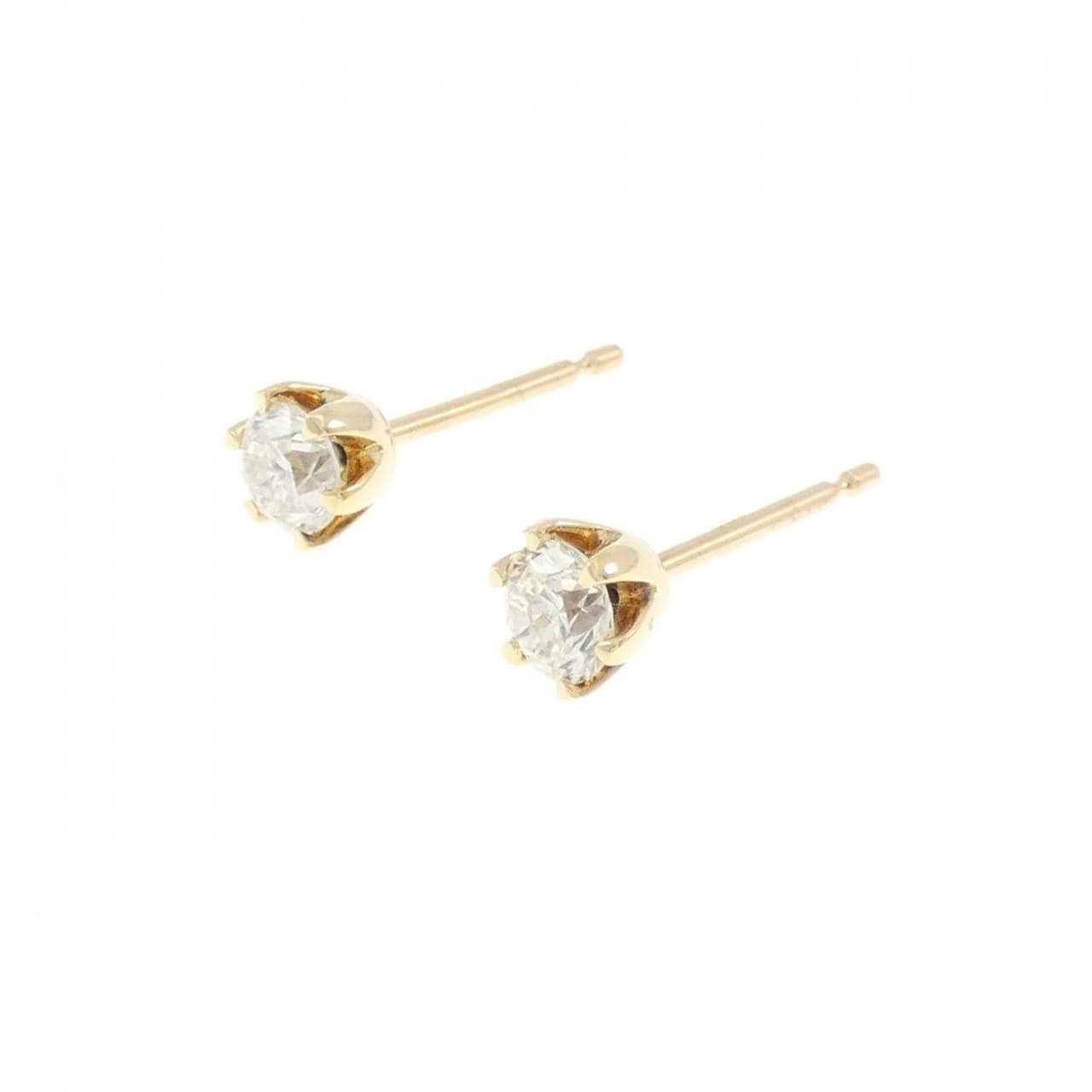 K18YG ソリティア ダイヤモンド ピアス 0.61CT