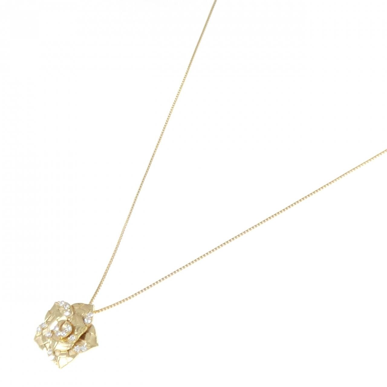 K18YG フラワー ダイヤモンド ネックレス 0.17CT
