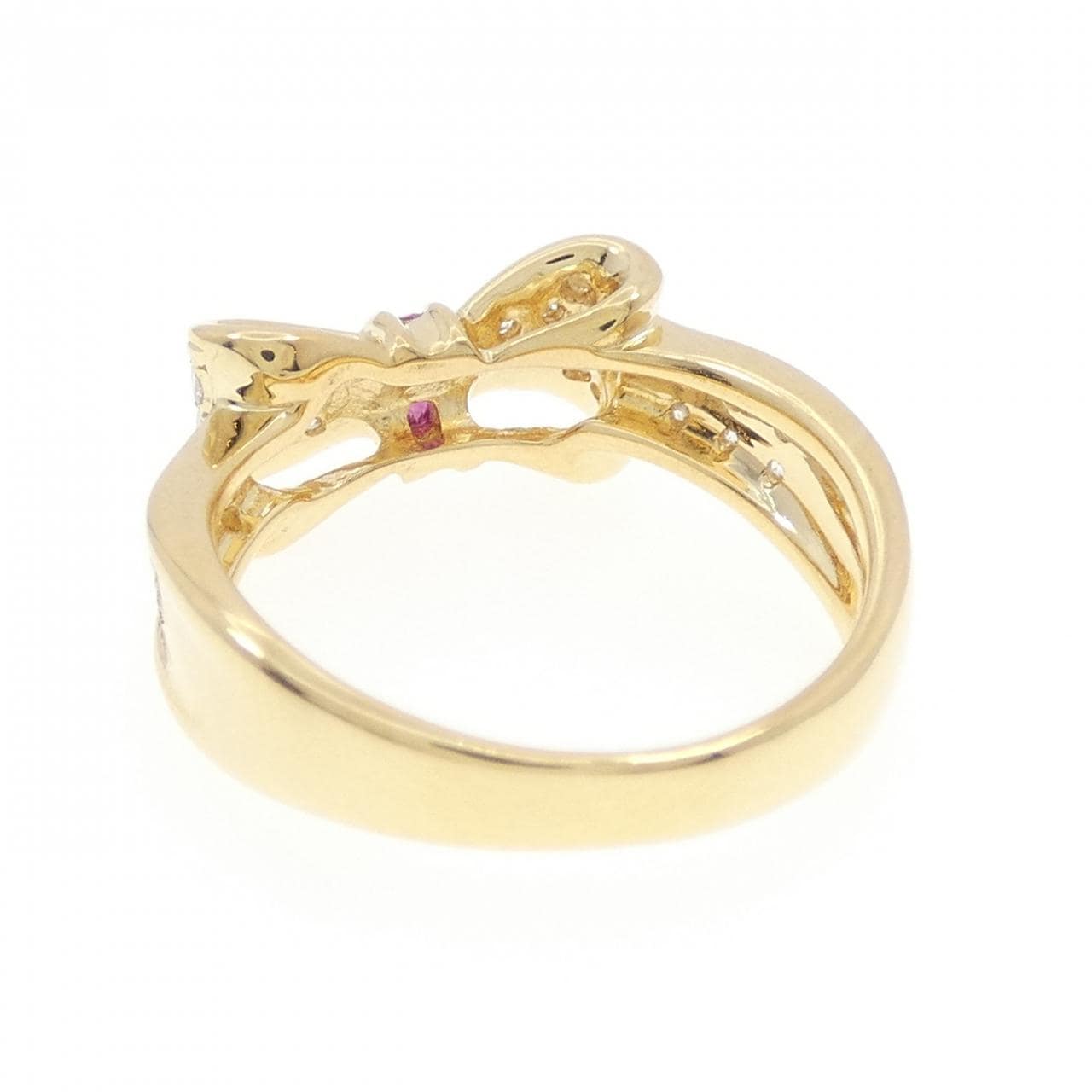 K18YG リボン ルビー リング 0.06CT