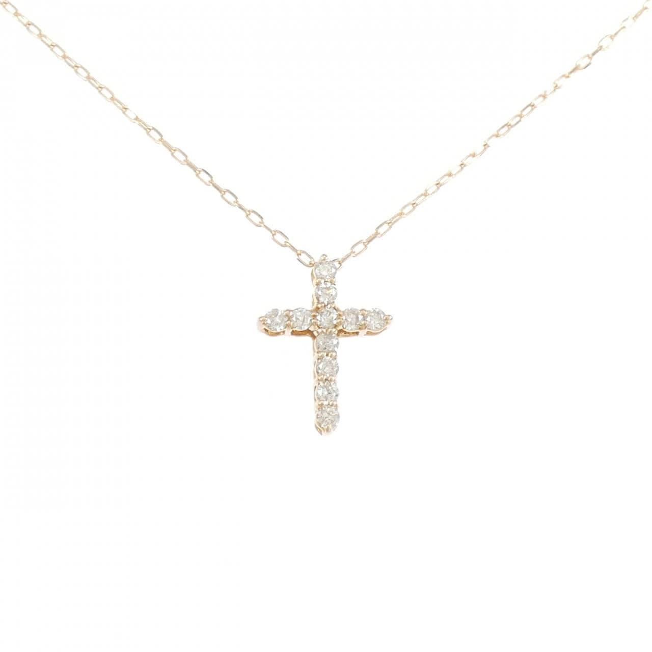 K18PG クロス ダイヤモンド ネックレス 0.30CT