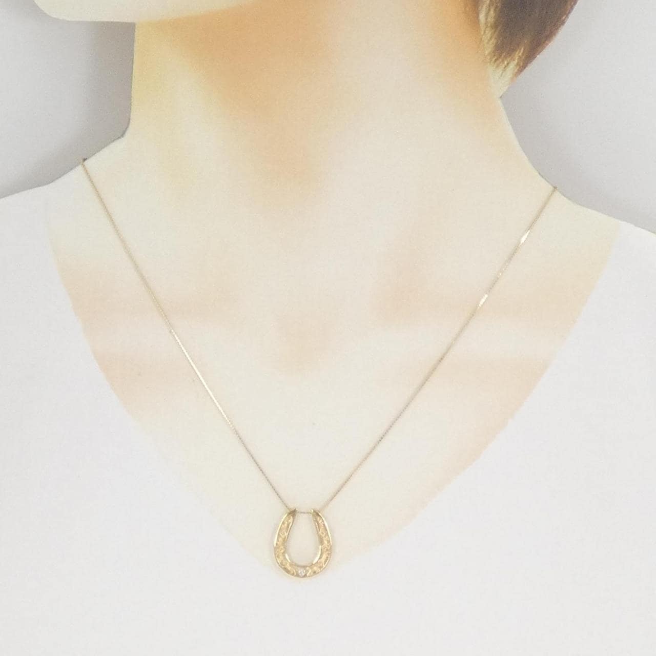K18YG ホースシューダイヤモンド ネックレス 0.02CT