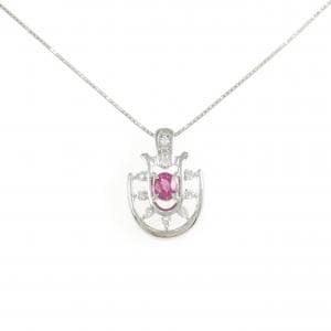 PT900/PT850 ルビー ネックレス 0.41CT