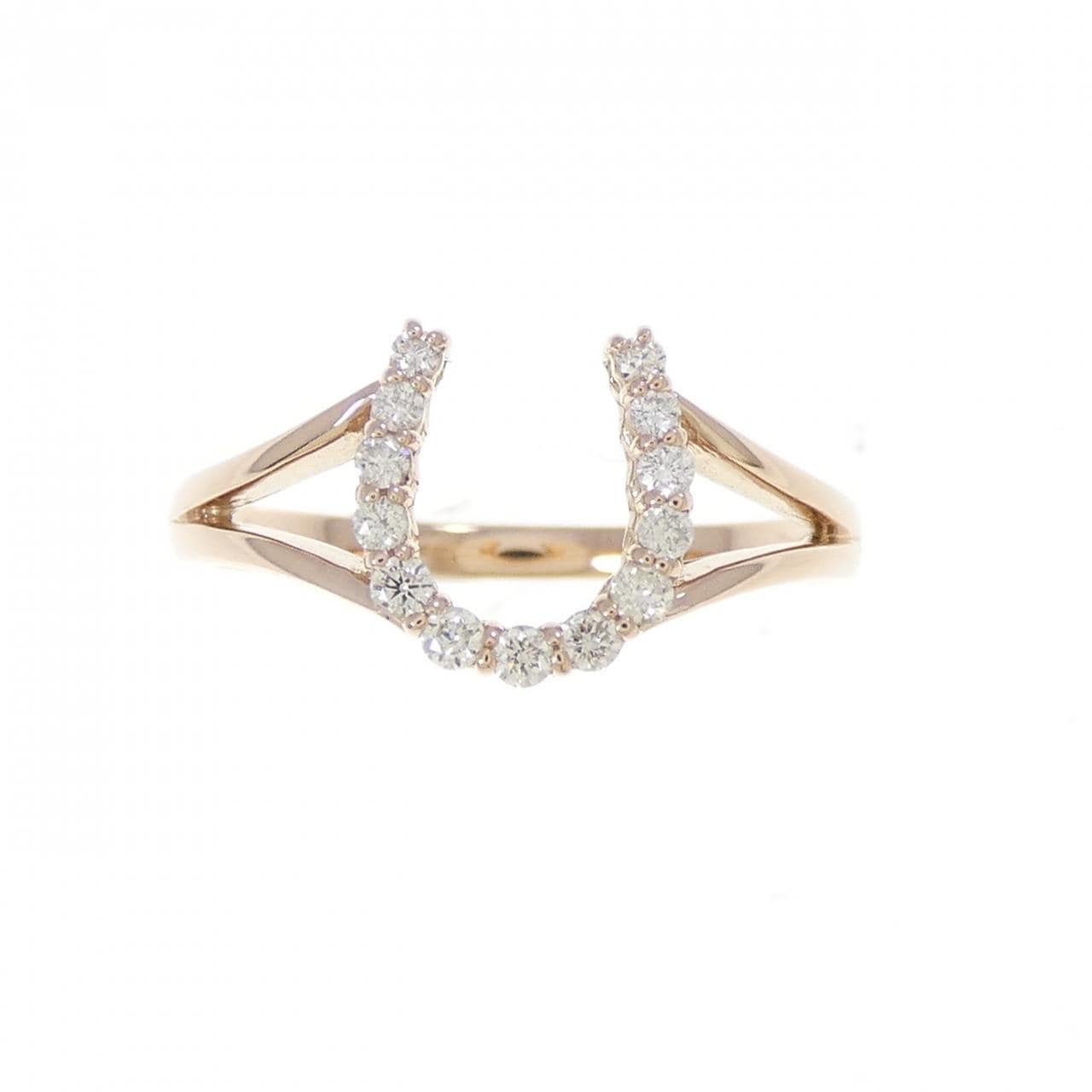 K18PG ホースシュー ダイヤモンド リング 0.14CT