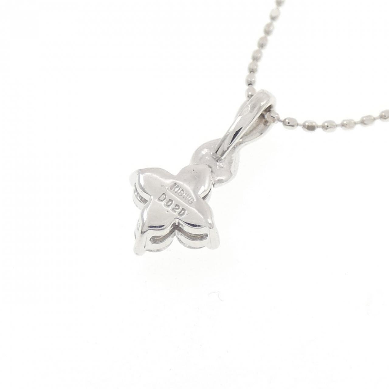 K18WG フラワー ダイヤモンド ネックレス 0.20CT