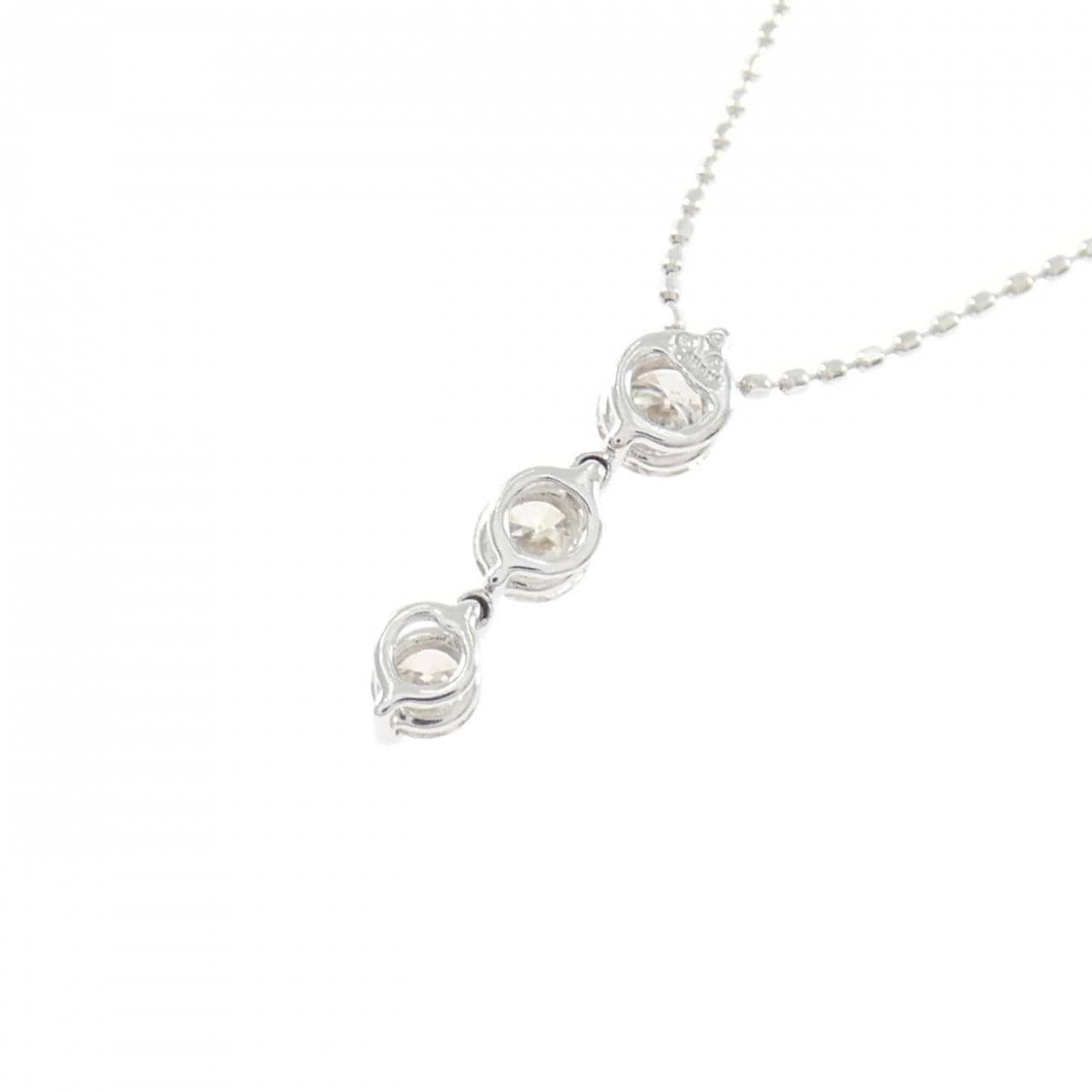 K18WG スリーストーン ダイヤモンド ネックレス 0.50CT