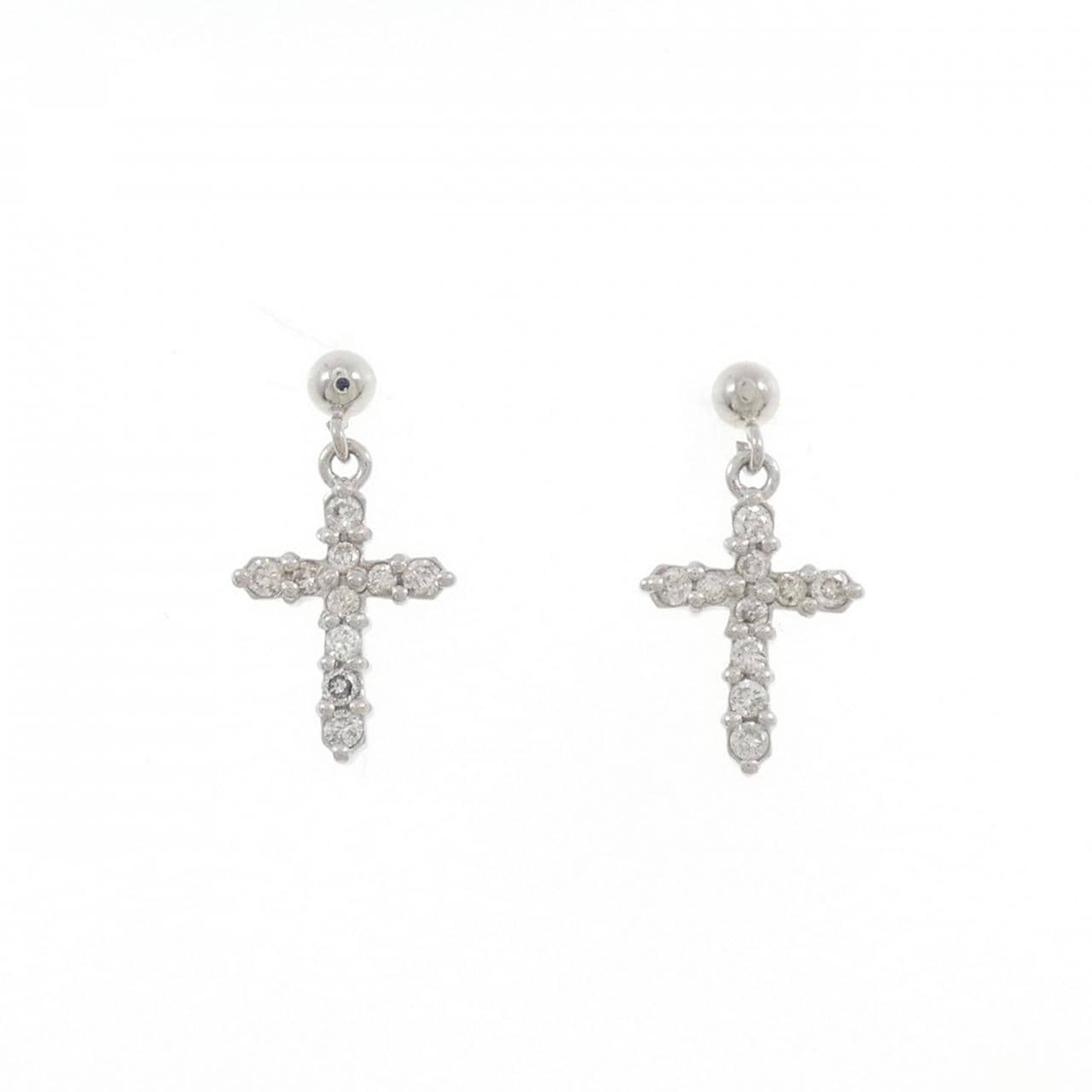 PT900 クロス ダイヤモンド ピアス 0.20CT