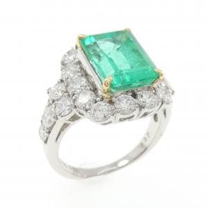 PT900/K18YG エメラルド リング 3.87CT コロンビア産