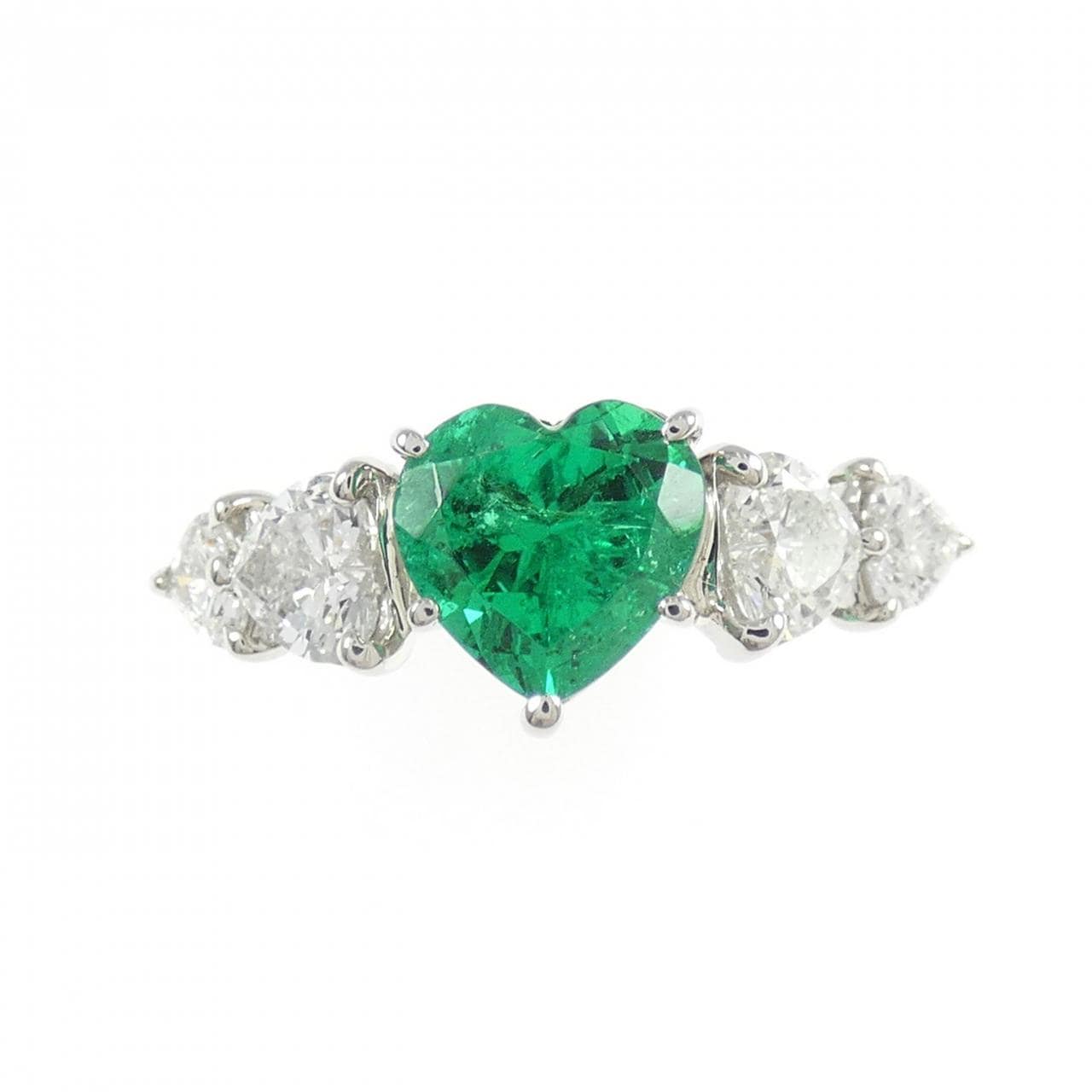 PT900 ハート エメラルド リング 1.00CT