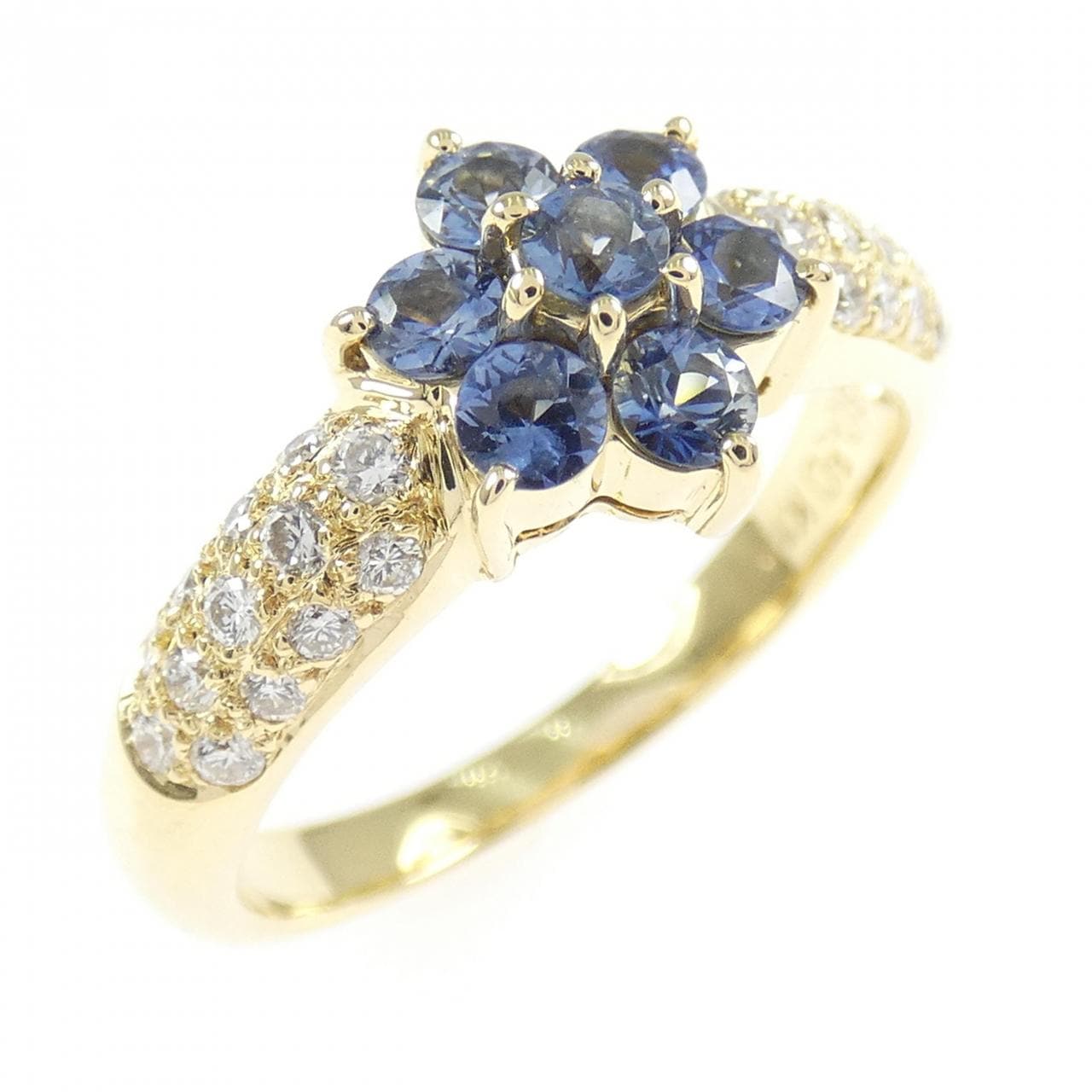 K18YG フラワー サファイヤ リング 0.50CT