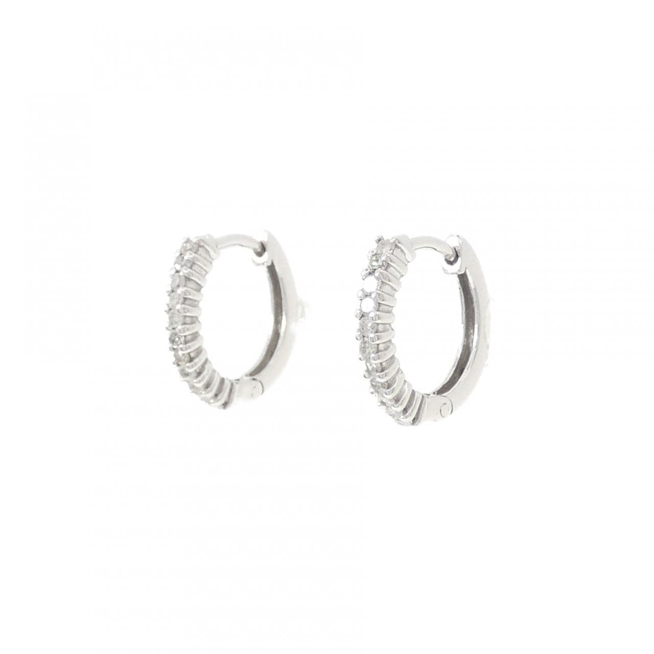 K14WG ダイヤモンド フープ ピアス 0.20CT