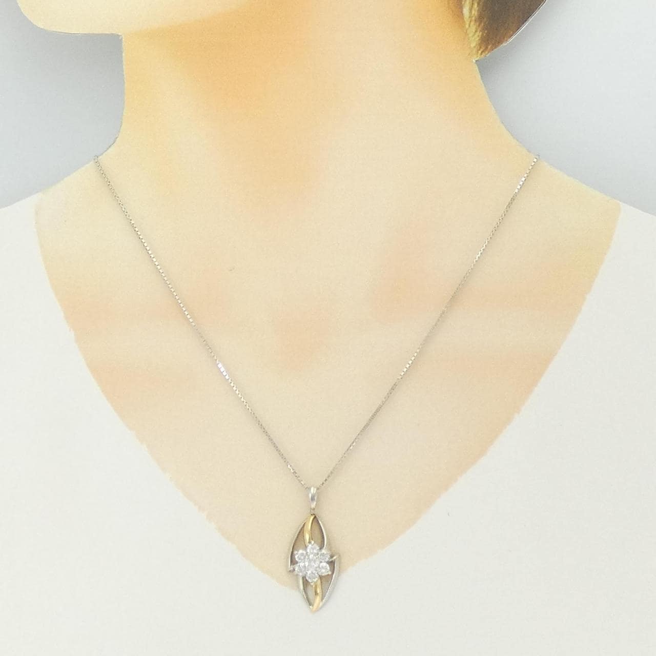 K18/PT/PT850 フラワー ダイヤモンド ネックレス 1.06CT